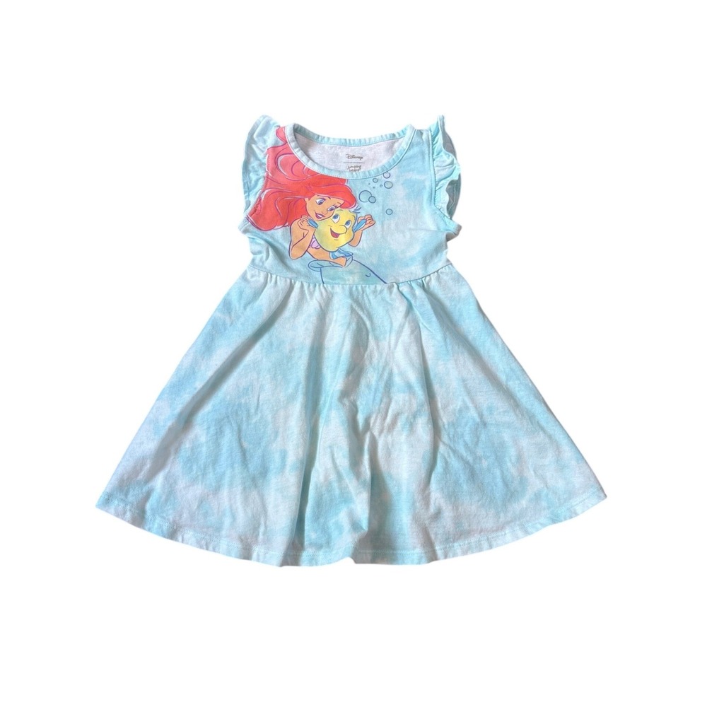 Disney Jumping Beans Little Mermaid Ariel Dress Blue Tie Dye Flutter SIZE 2T